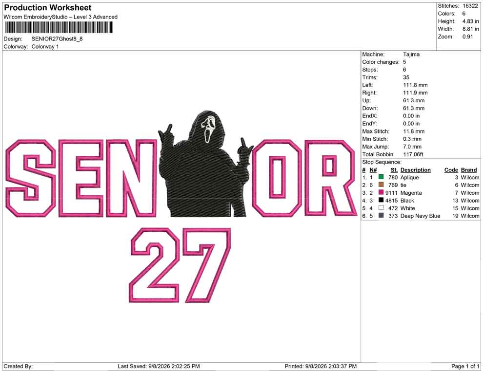 SENIOR 27 Ghost Applique