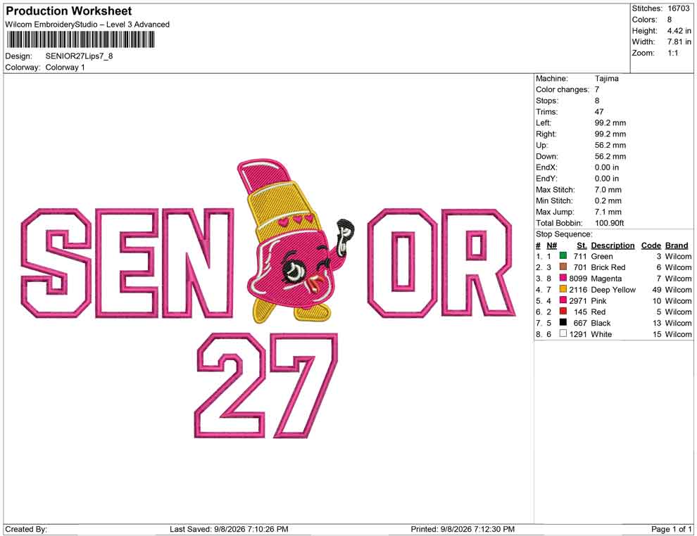 SENIOR 27 Lips Applique