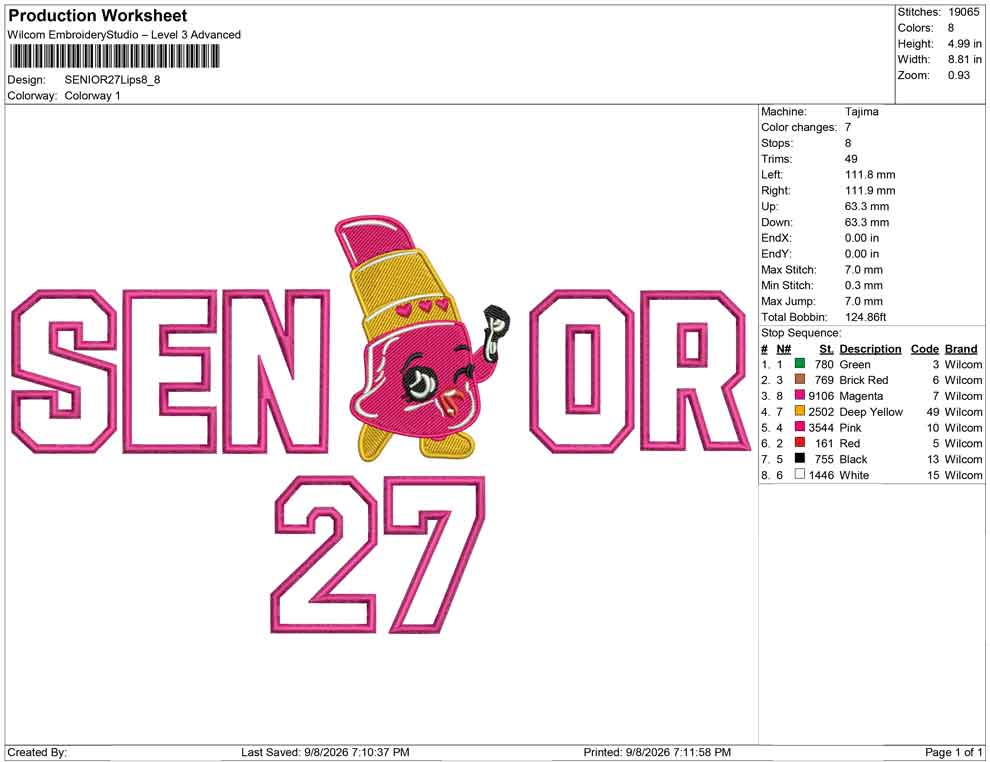SENIOR 27 Lips Applique