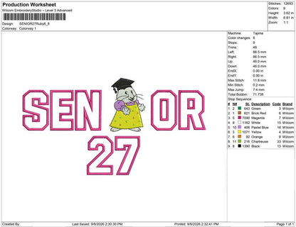 SENIOR 27 Ruby Applique