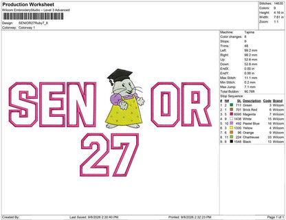 SENIOR 27 Ruby Applique