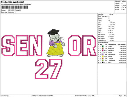 SENIOR 27 Ruby Applique