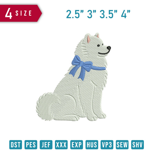 Samoyed Ribbon Blue
