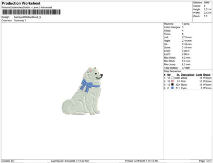Samoyed Ribbon Blue