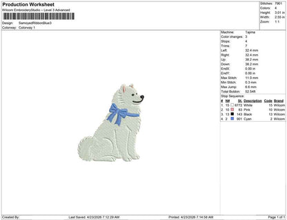 Samoyed Ribbon Blue