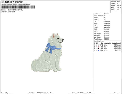 Samoyed Ribbon Blue