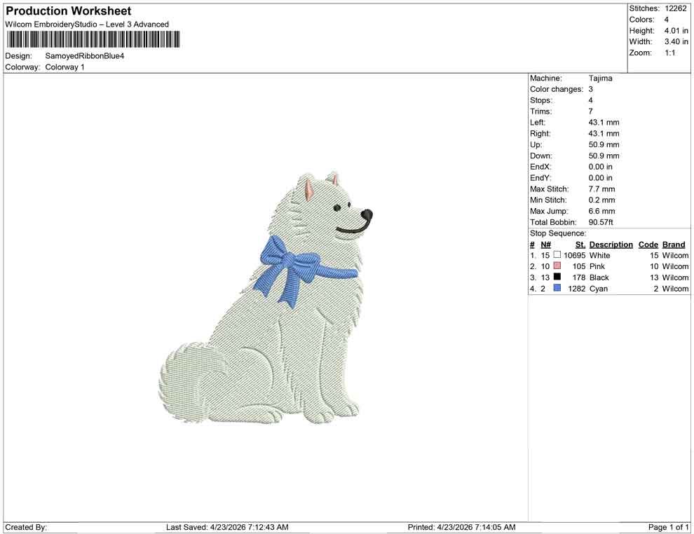 Samoyed Ribbon Blue