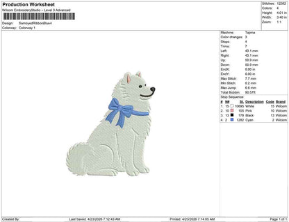 Samoyed Ribbon Blue