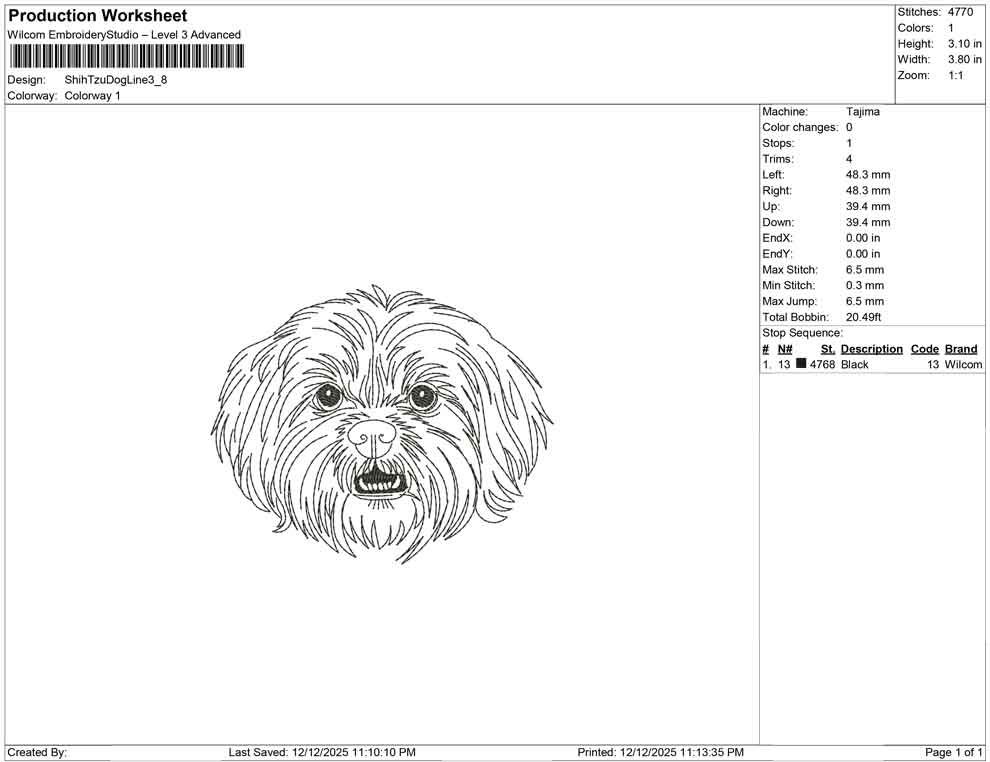 Shih tzu Dog line Art