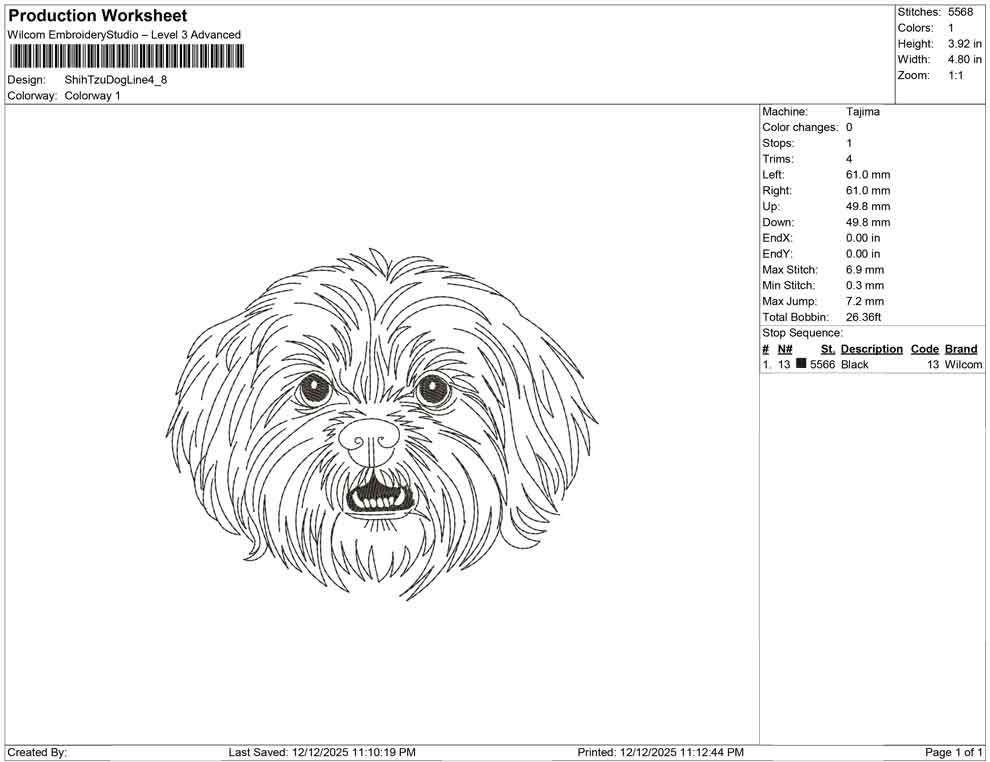 Shih tzu Dog line Art