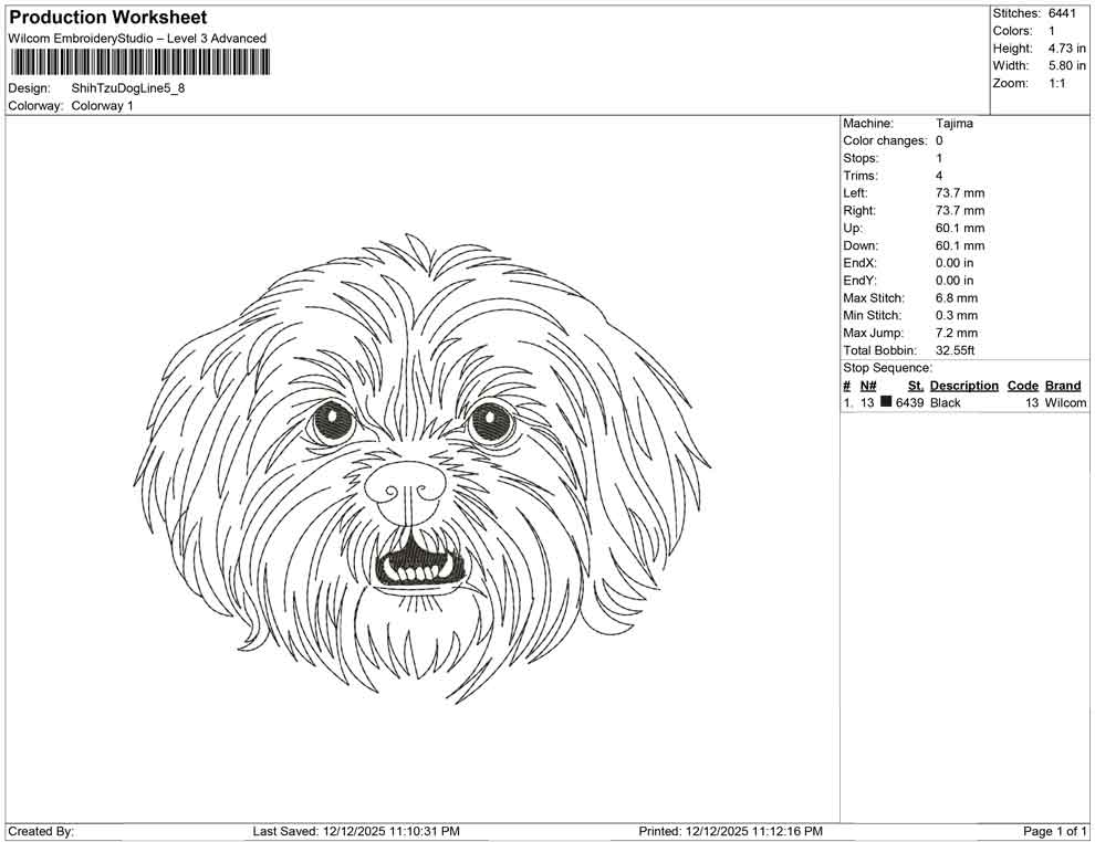 Shih tzu Dog line Art