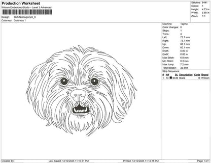 Shih tzu Dog line Art