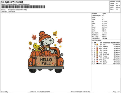 Snoopy Woodstock Hello Fall