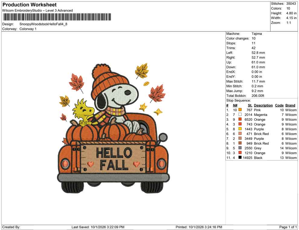 Snoopy Woodstock Hello Fall