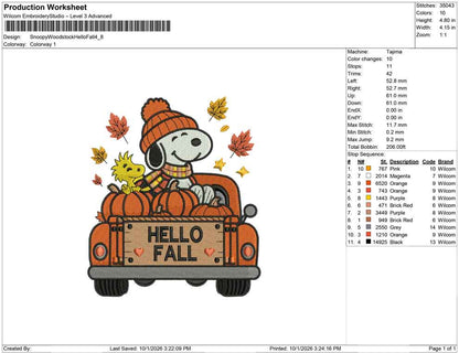 Snoopy Woodstock Hello Fall