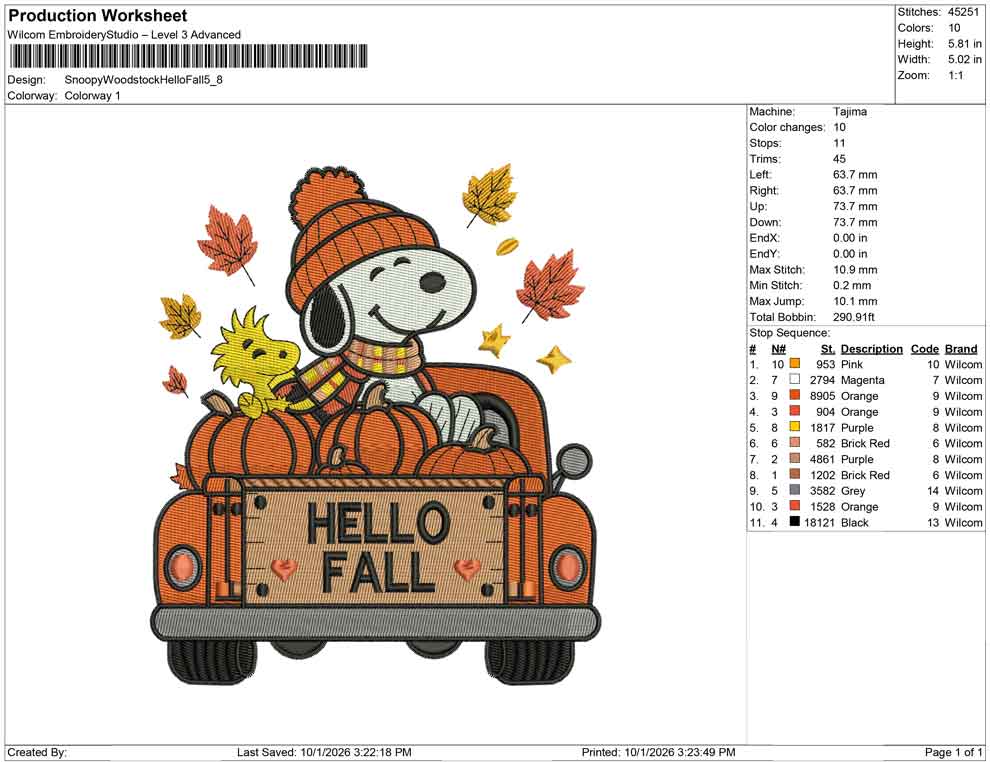 Snoopy Woodstock Hello Fall