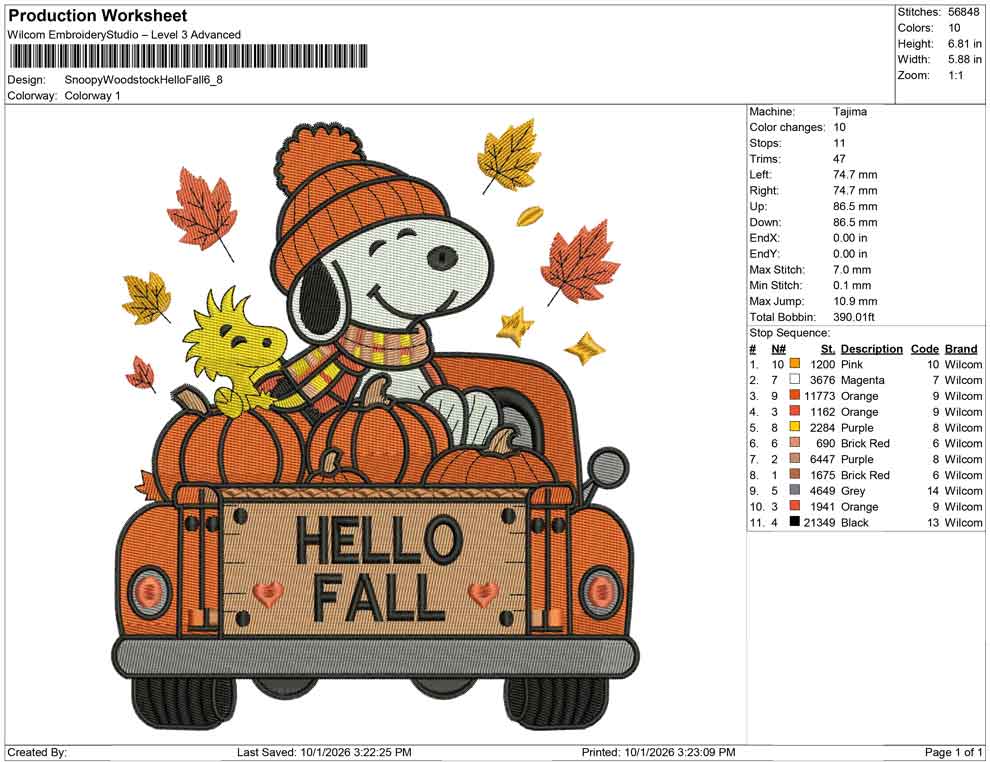 Snoopy Woodstock Hello Fall