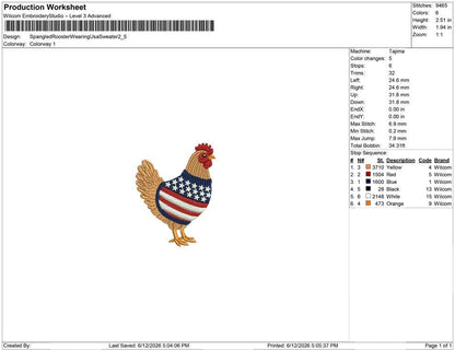 Spangled Rooster Wearing Usa Sweater