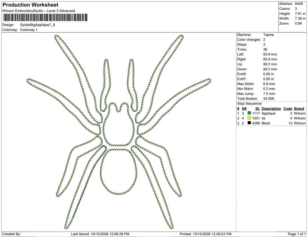 Spider Big Applique