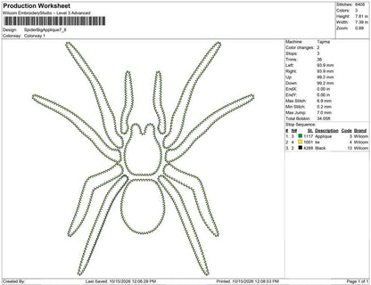 Spider Big Applique