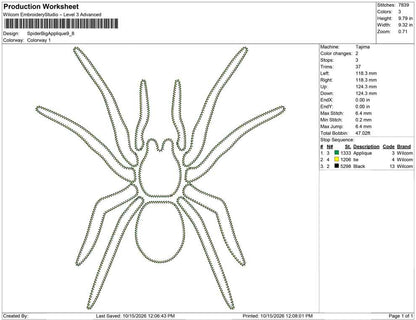Spider Big Applique