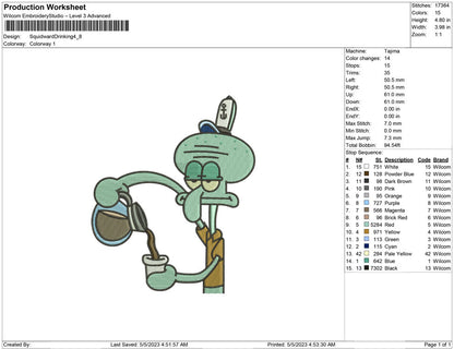 Squidward Drinking