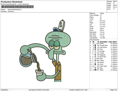 Squidward Drinking