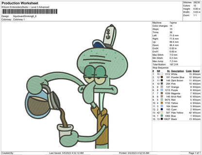 Squidward Drinking