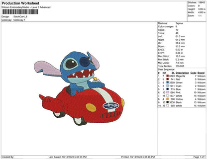 Stitch And car