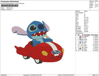 Stitch And car