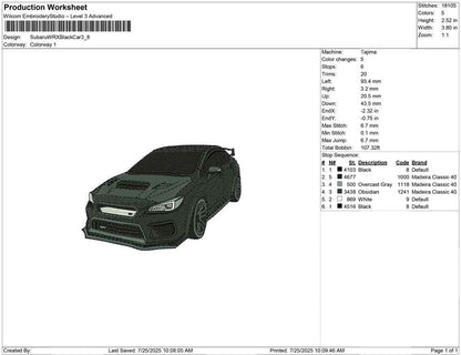 Subaru WRX Black Car