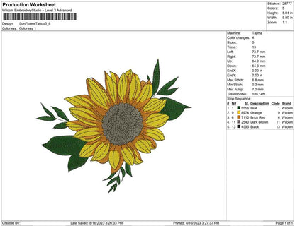 Sun Flower Tattoo