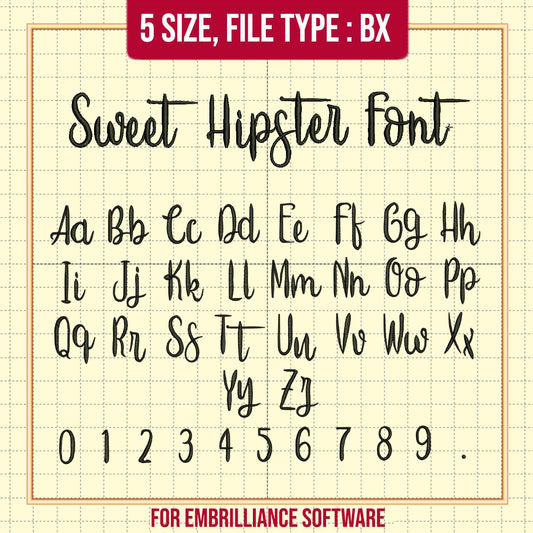 Sweet Hipster Embroidery Font BX