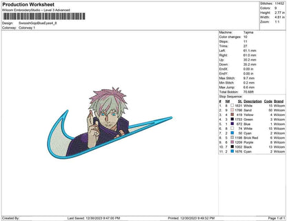 Swoosh Gojo blue eyes