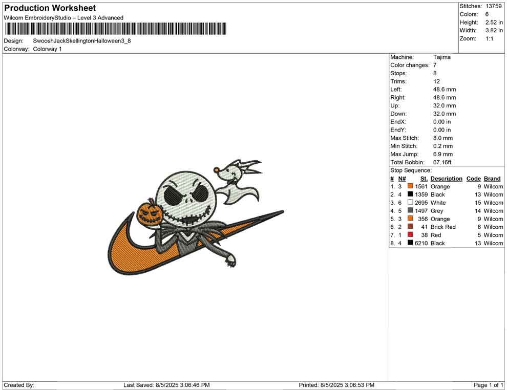 Swoosh Jack Skellington Halloween