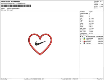 Swoosh Love Applique