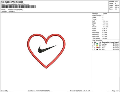 Swoosh Love Applique