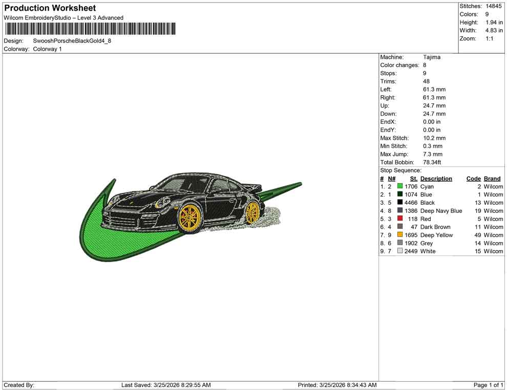 Swoosh Porsche Black gold