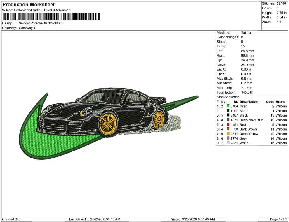 Swoosh Porsche Black gold