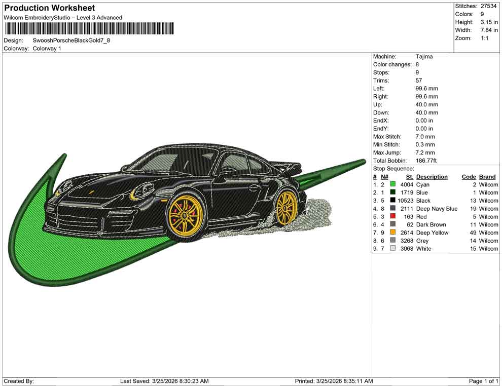 Swoosh Porsche Black gold