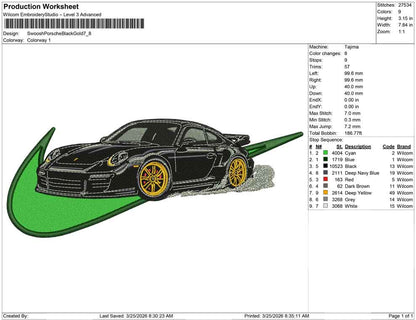 Swoosh Porsche Black gold