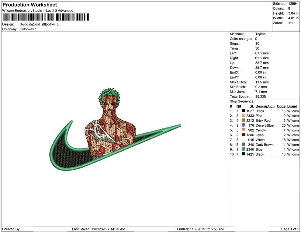 Swoosh Zoro Half Body