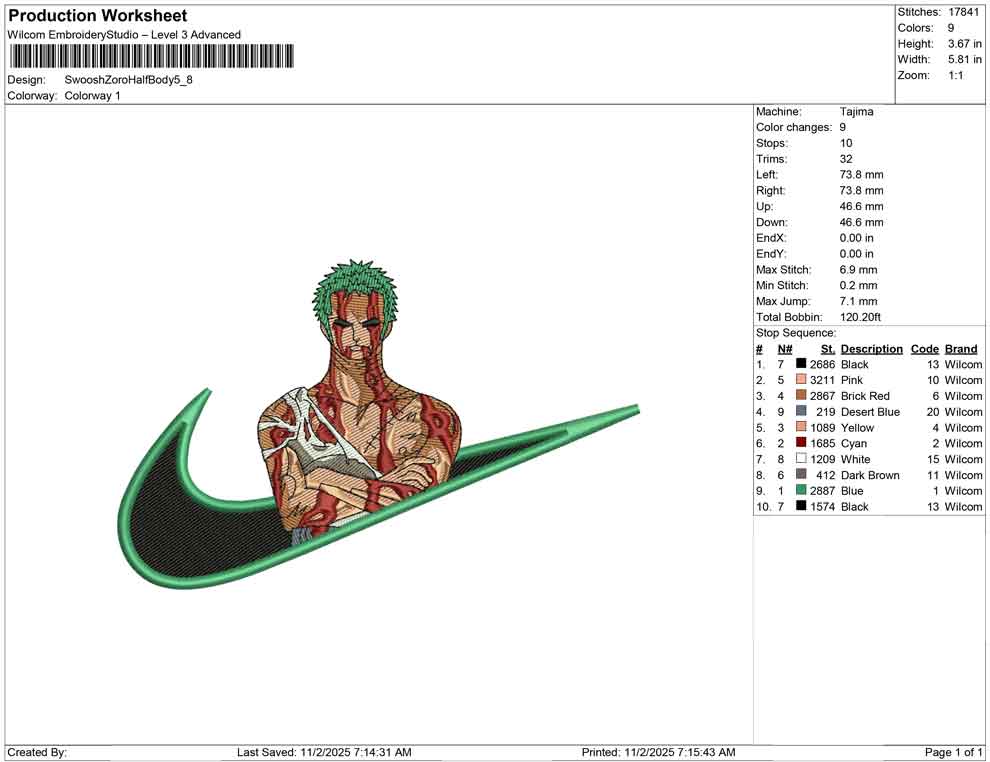 Swoosh Zoro Half Body
