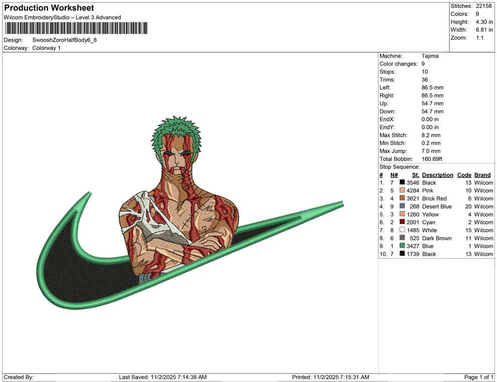 Swoosh Zoro Half Body