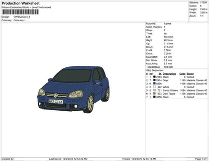 Vw blue car