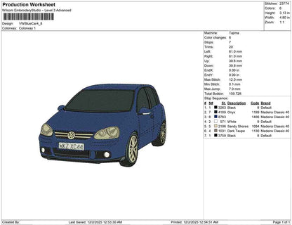 Vw blue car