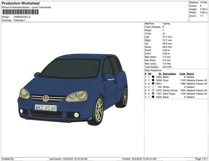 Vw blue car
