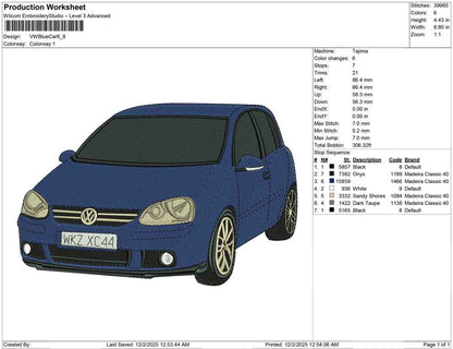 Vw blue car