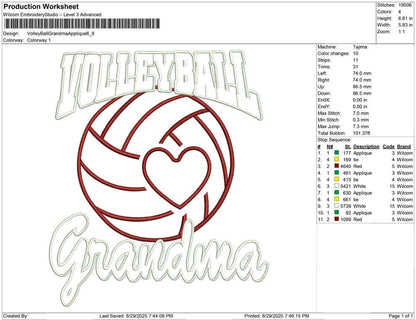 Volley Ball Grandma Applique