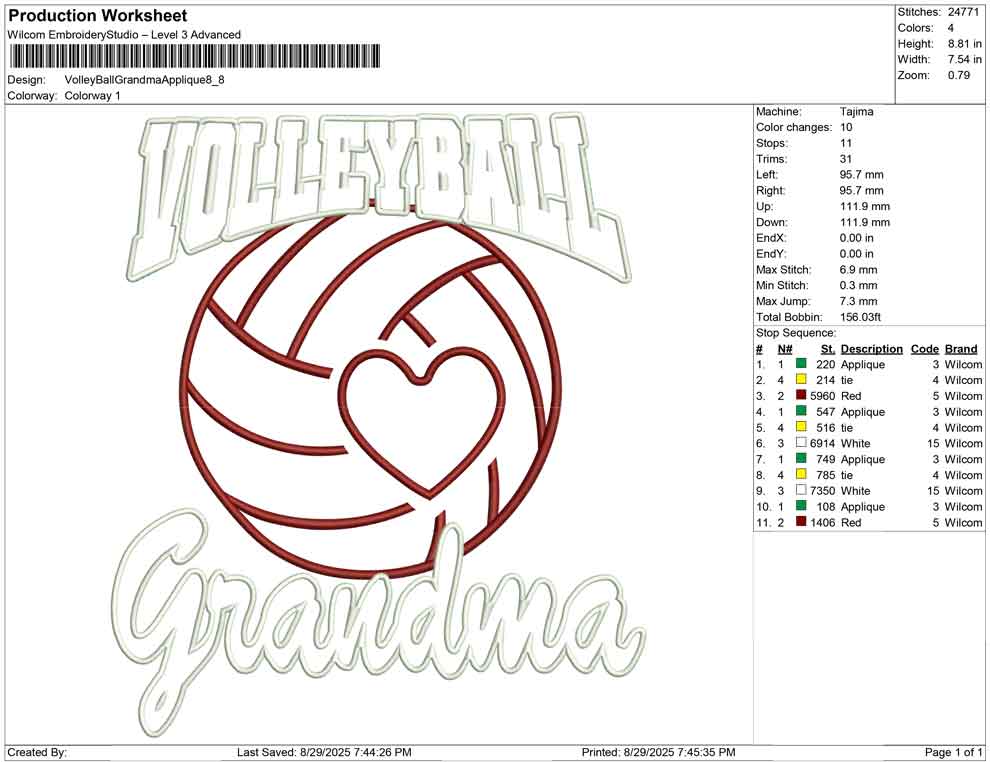 Volley Ball Grandma Applique